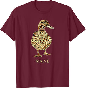 Maine Native American Mallard Duck Birdwatching T-Shirt - T-Shirt | Maroon