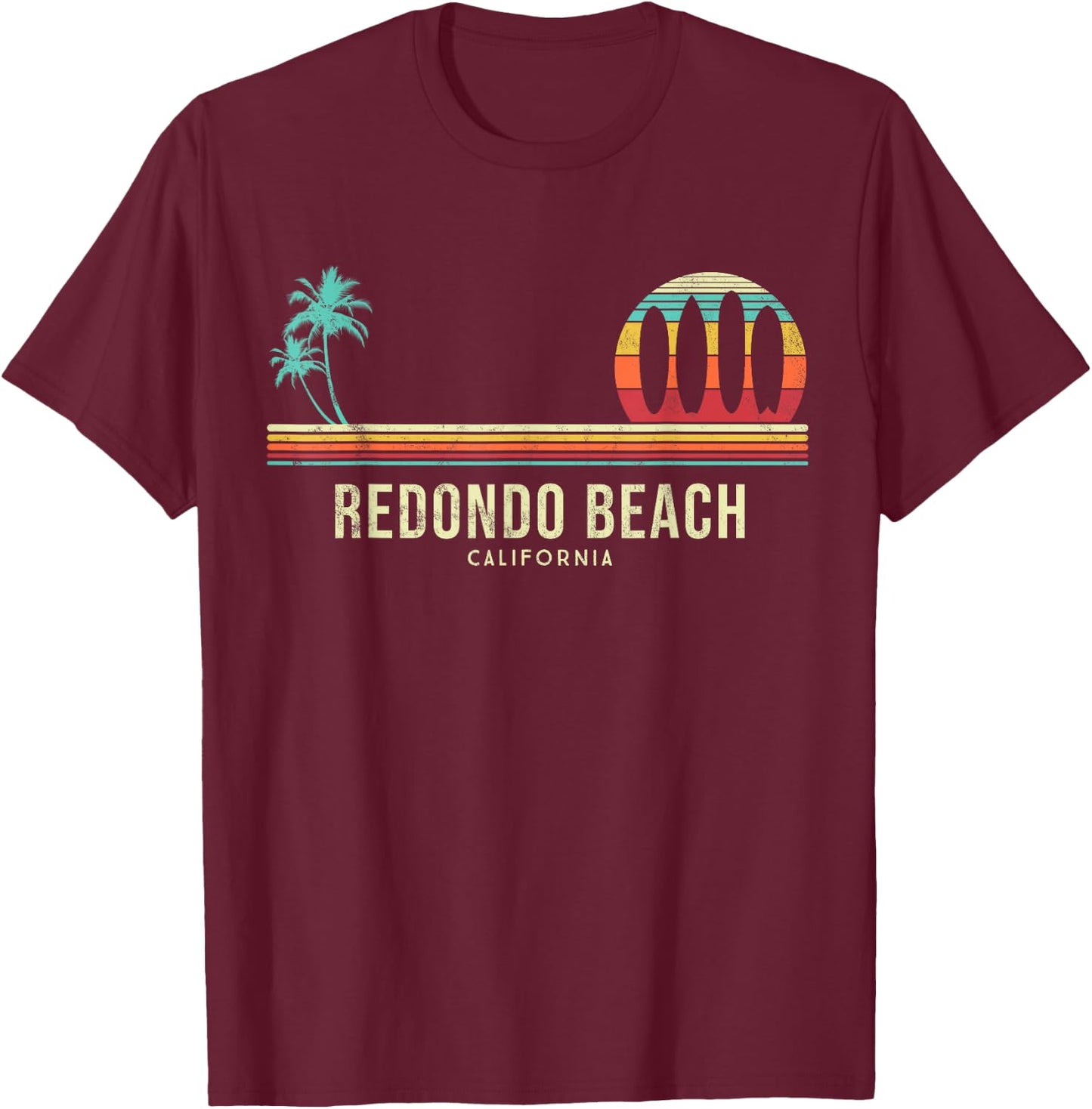 California Surf Redondo Beach Vintage Surfer T-Shirt - T-Shirt | Maroon
