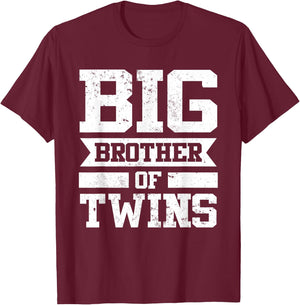 Big Brother Of Twins | New Sister Sibling Big Brother T-Shirt - T-Shirt | Maroon