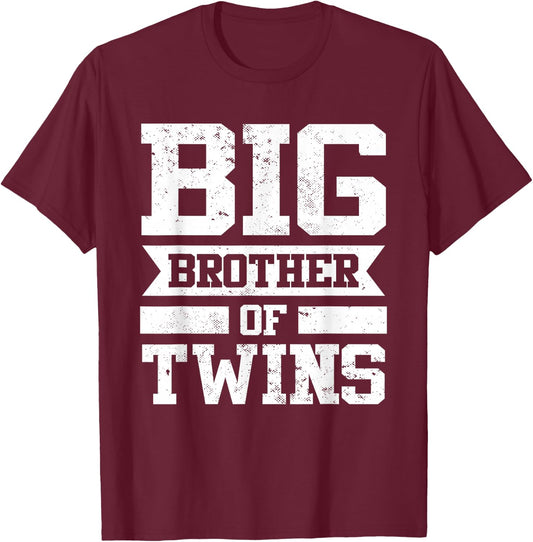 Big Brother Of Twins | New Sister Sibling Big Brother T-Shirt - T-Shirt | Maroon