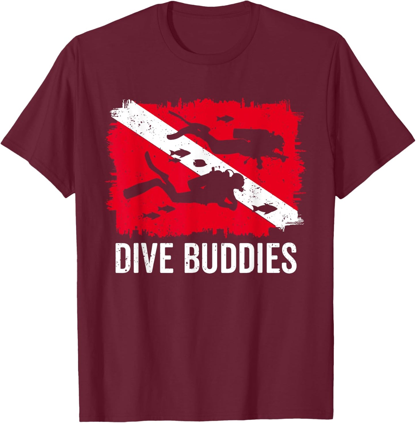 Scuba Diving Flag Shirts Men Women Dive Buddy Vintage Diving T-Shirt - T-Shirt | Maroon