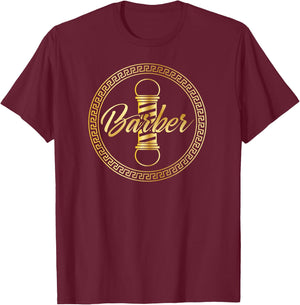 Barbering Logo Barbershop Hairdresser School Graduation Gift T-Shirt - T-Shirt | Maroon