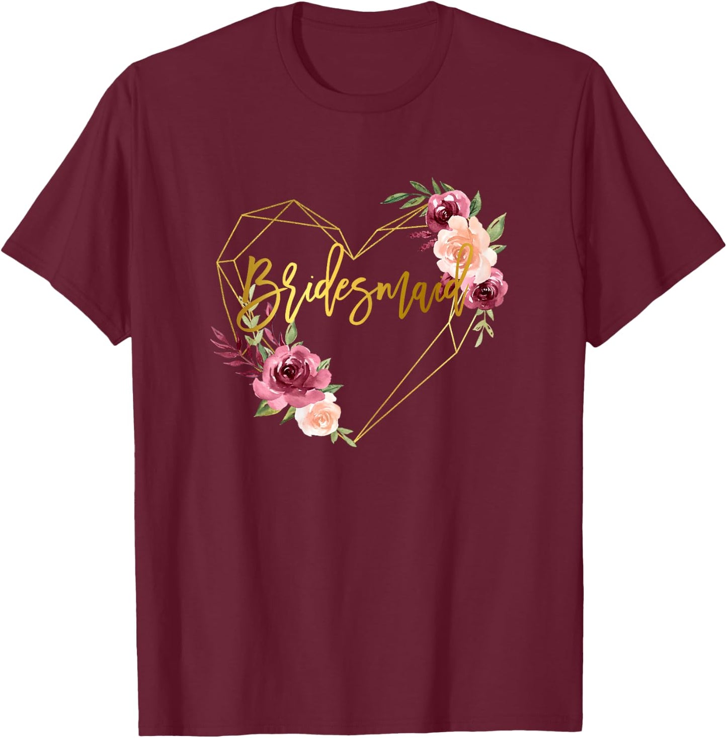 Bridesmaid Brides Best Friends Bridal Team Matching Floral T-Shirt - T-Shirt | Maroon