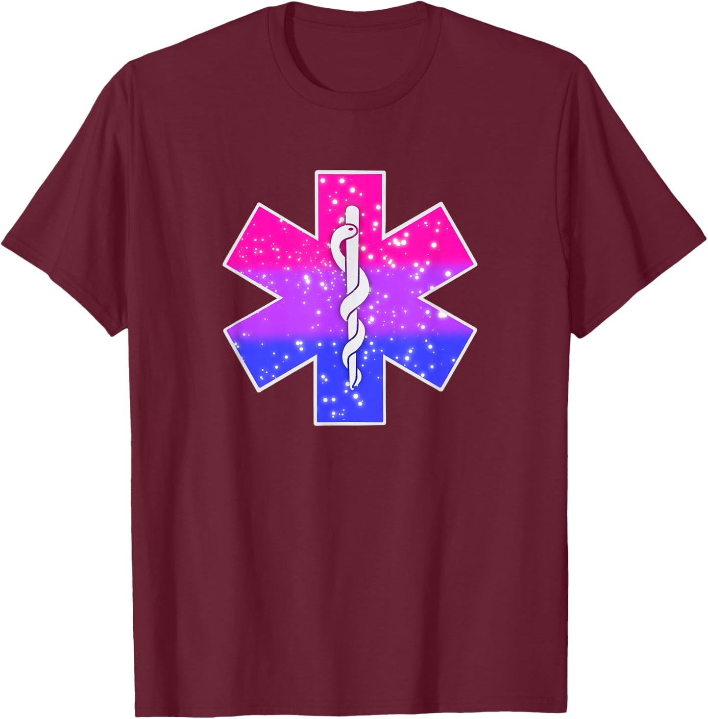Paramedic EMT Star Of Life Bisexual Gay Pride Flag Rainbow T-Shirt - T-Shirt | Maroon