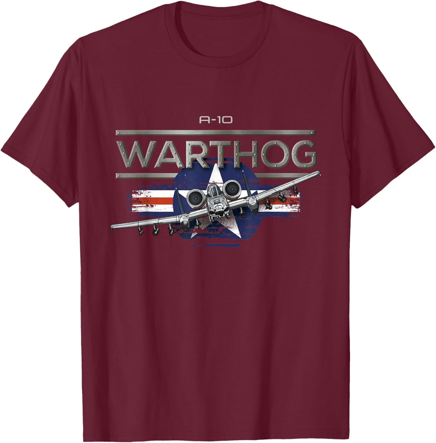 USA Military Warbird Military Airplane warthog T-Shirt - T-Shirt | Maroon