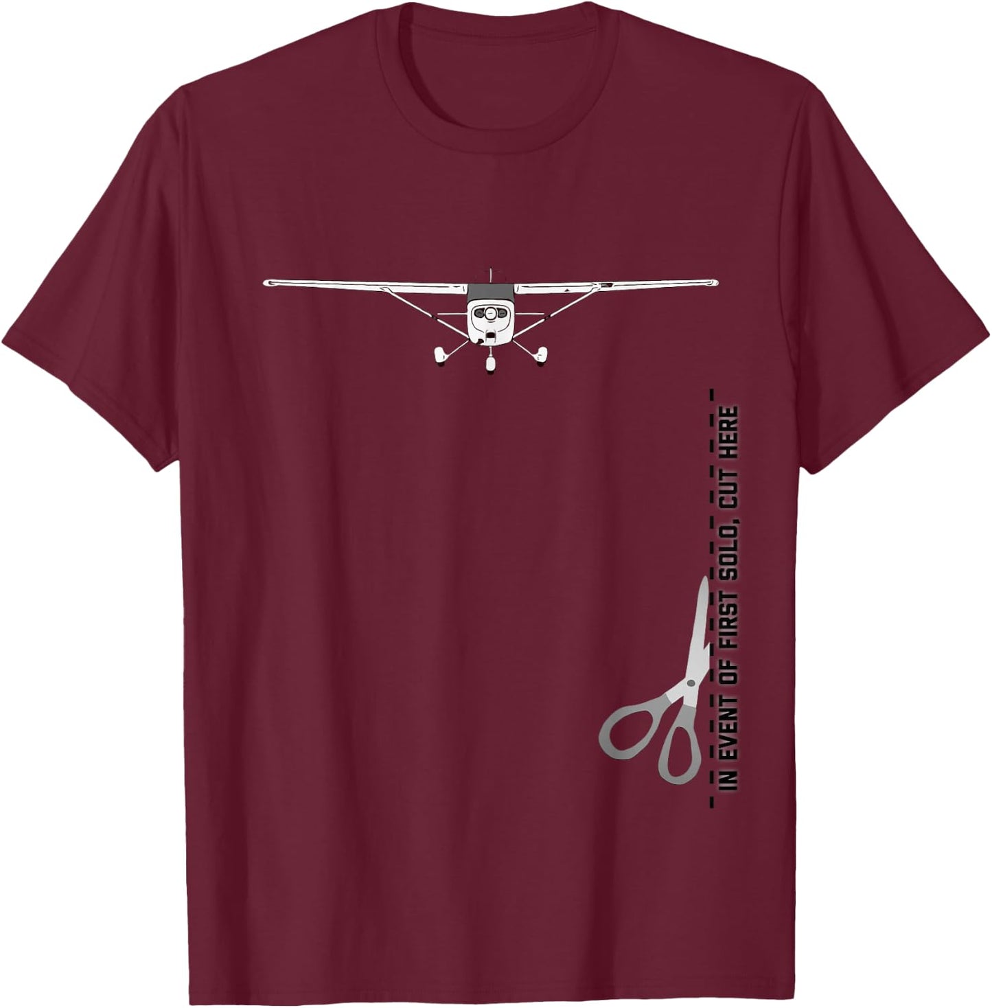 In event of first solo, CUT HERE T-Shirt - T-Shirt | Maroon