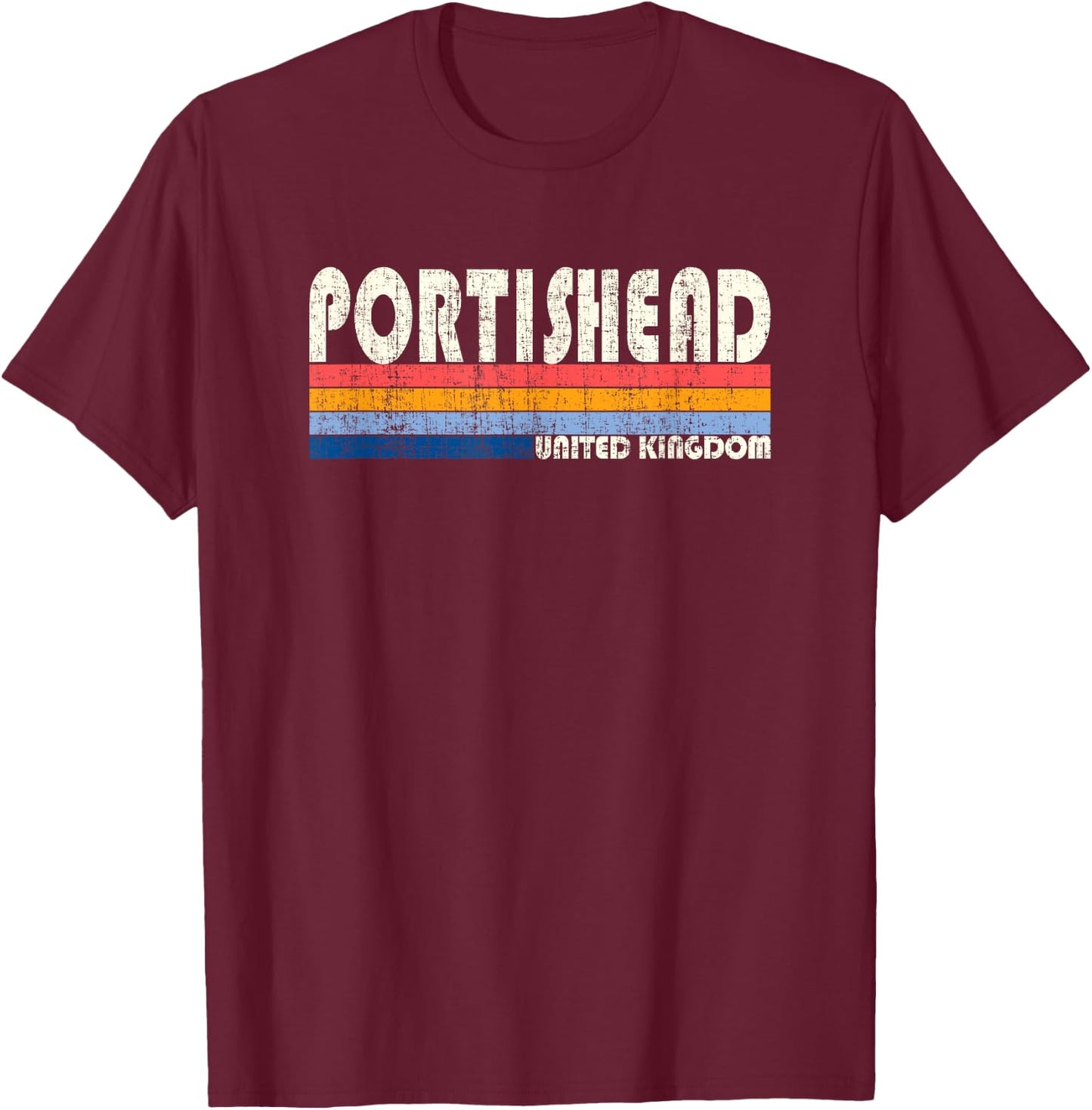Retro Vintage 70s 80s Style Portishead, United Kingdom T-Shirt - T-Shirt | Maroon
