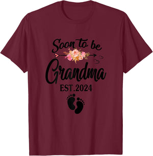 Soon to be Grandma 2024 Shirt Mother's Day For New Grandma T-Shirt - T-Shirt | Maroon