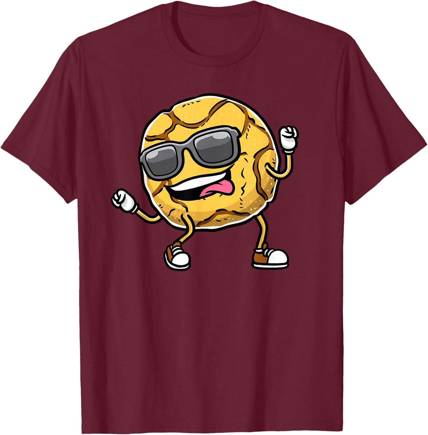 Dancing Ginger Snap Cookie With Sunglasses T-Shirt - T-Shirt | Maroon