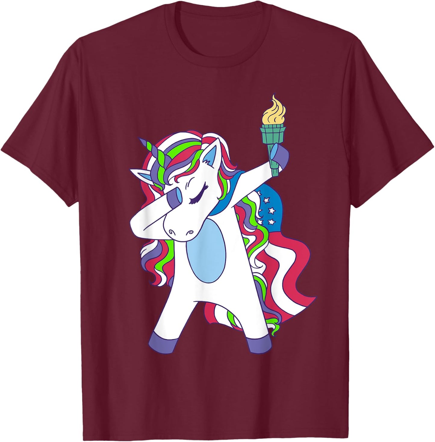 Unicorn Dabbing USA Patriotin Women's Unicorn T-Shirt - T-Shirt | Maroon