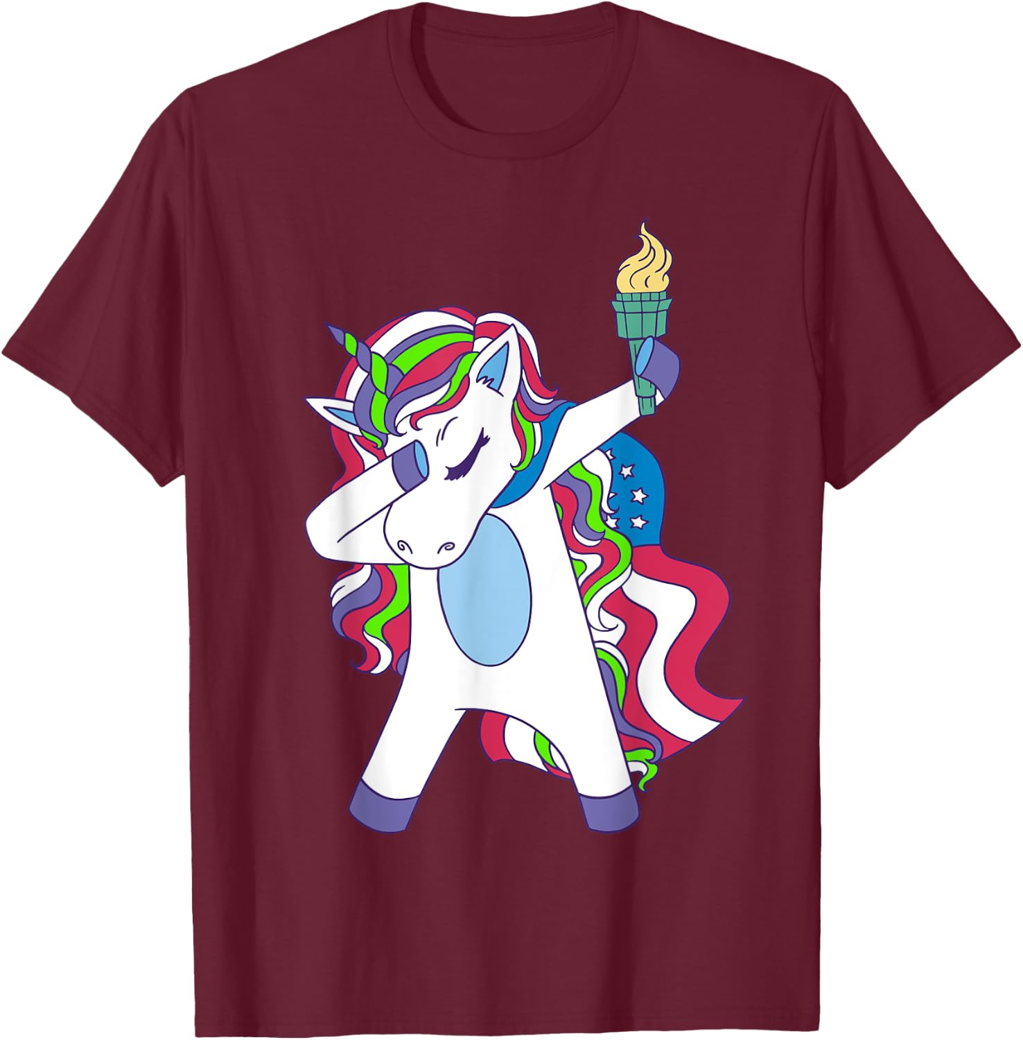 Unicorn Dabbing USA Patriotin Women's Unicorn T-Shirt - T-Shirt | Maroon