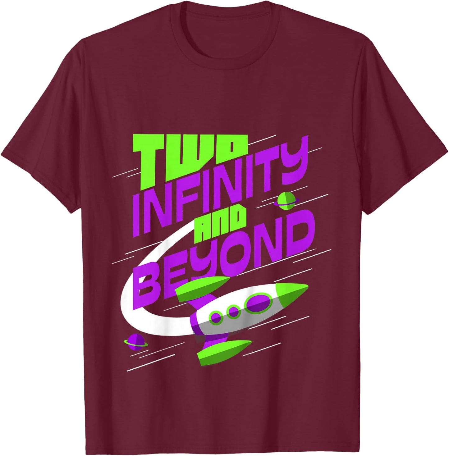 Two 2 Year Old 2nd Birthday Space Theme Boys Girls T-Shirt - T-Shirt | Maroon