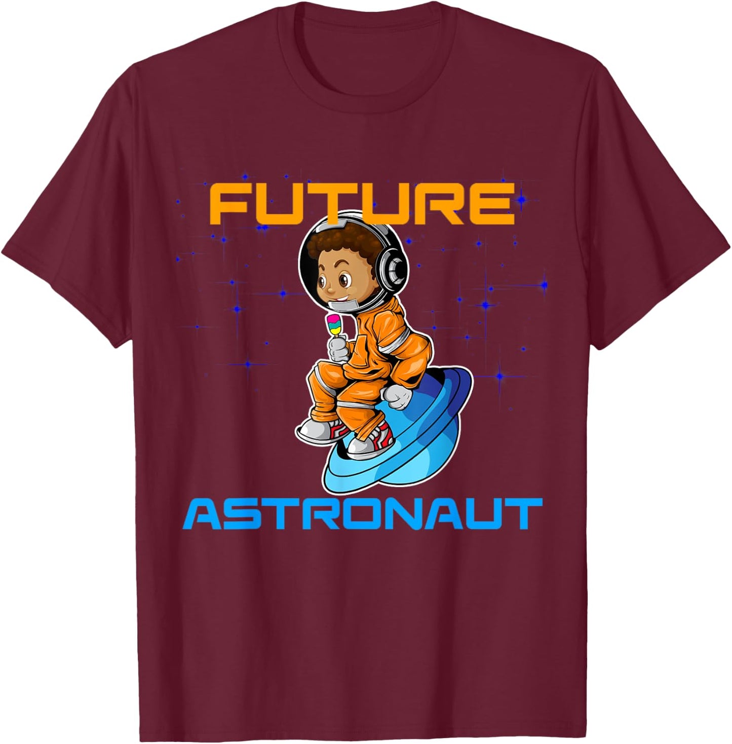 Kids Black Boy African American Pride Future Astronaut T-Shirt - T-Shirt | Maroon