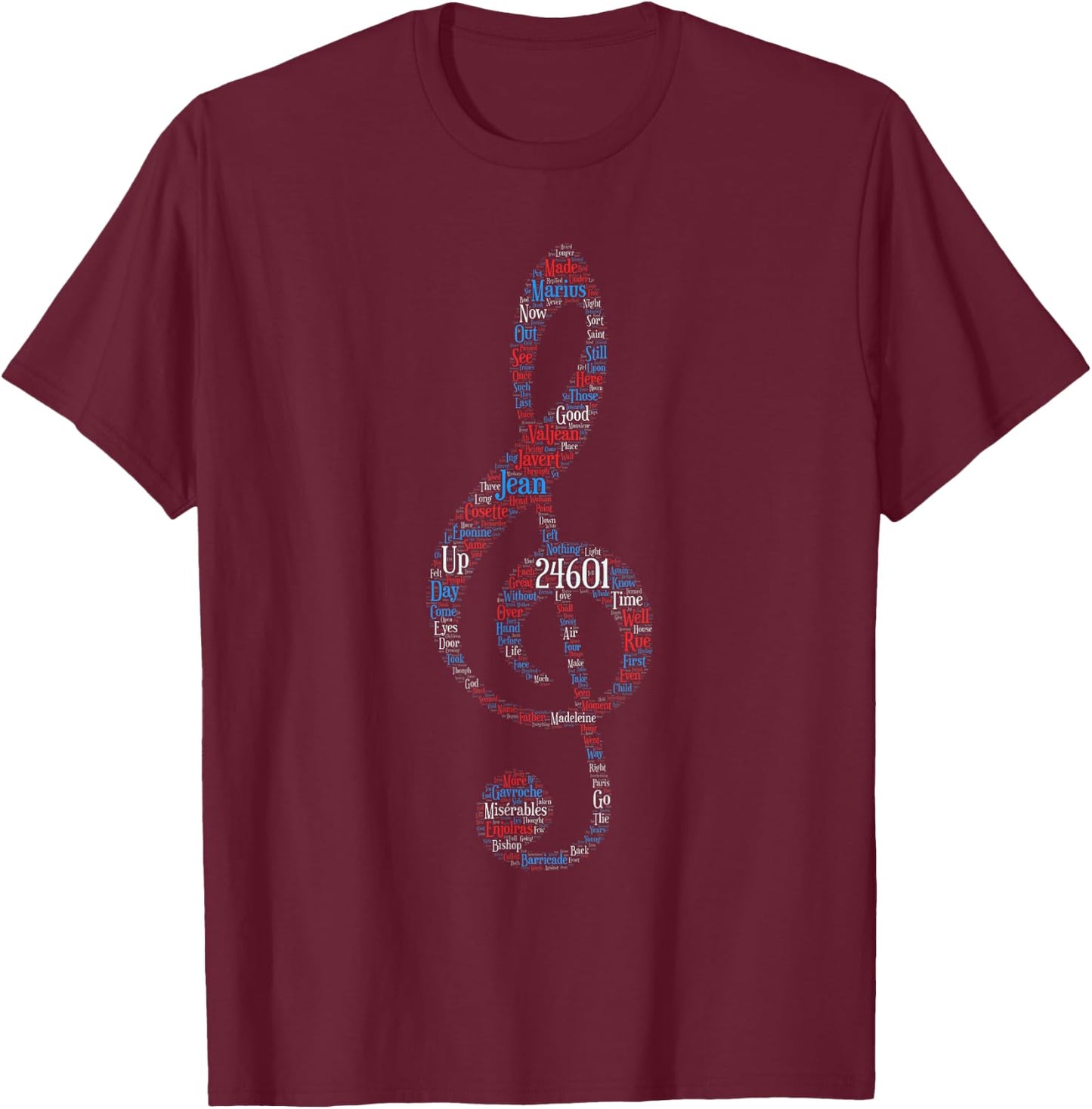 ClassicWords 24601 - Black, Small - Kids, , Short Sleeve, Cotton, Polyester T-Shirt - T-Shirt | Maroon