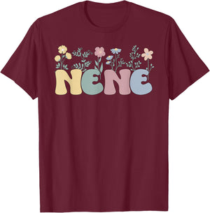 Groovy Nene Grandmother Flowers Nene Grandma T-Shirt - T-Shirt | Maroon
