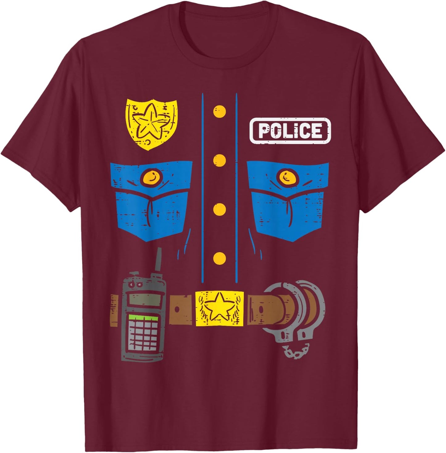 Police Costume Funny Cop Law Enforcement Men Boys Kids T-Shirt - T-Shirt | Maroon