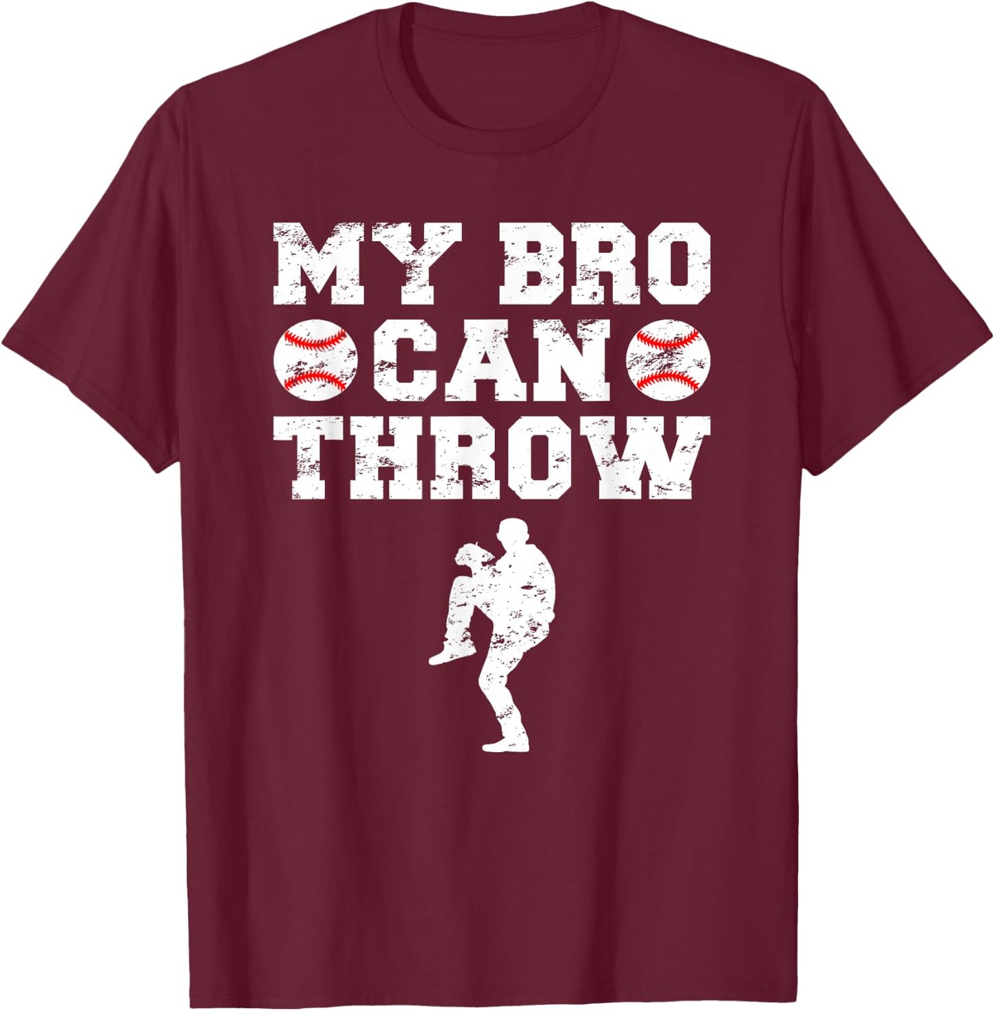 Baseball Pitcher Funny Sister Brother T-Shirt - T-Shirt | Maroon