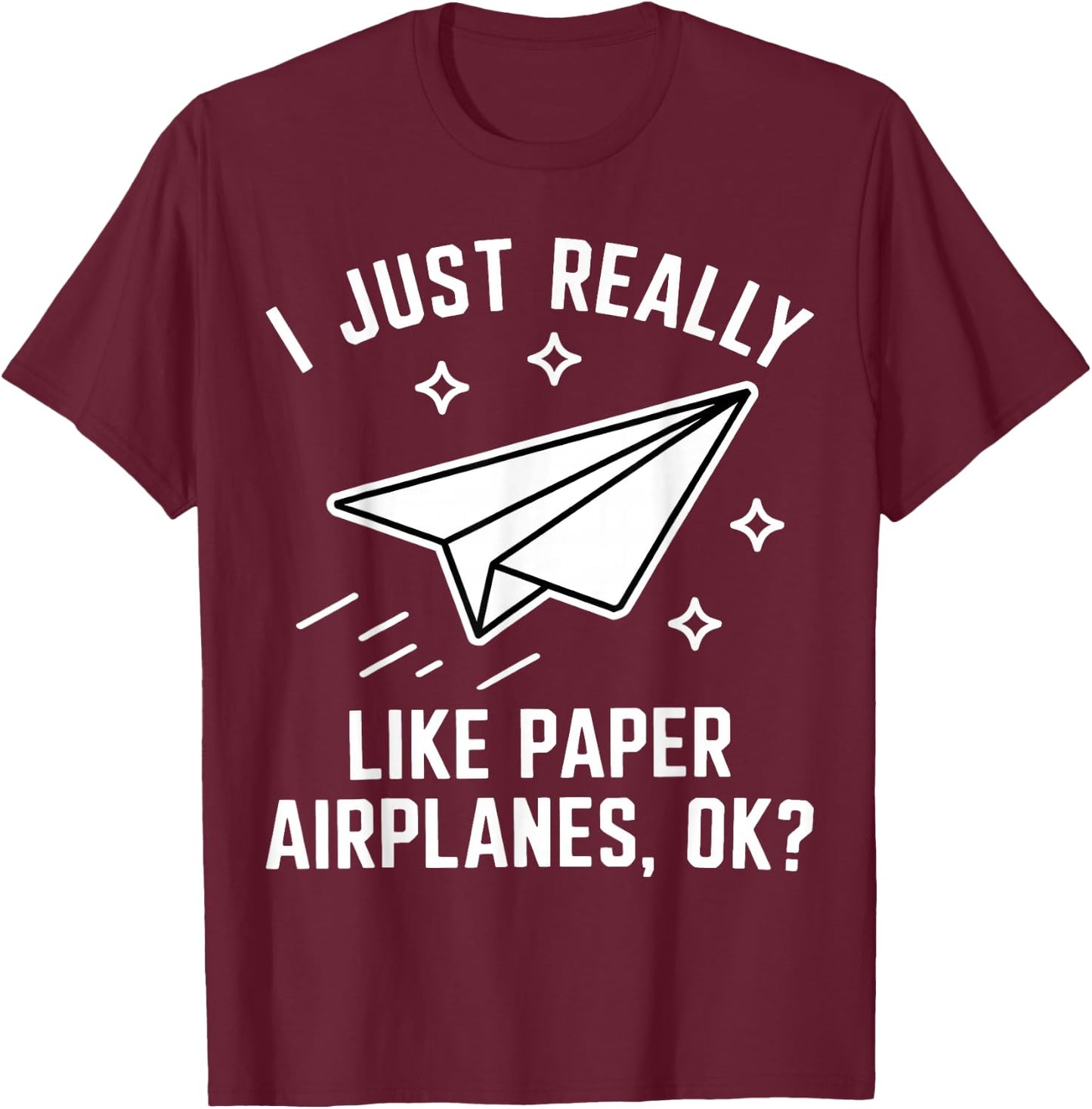 Funny Paper Airplane T-Shirt - T-Shirt | Maroon