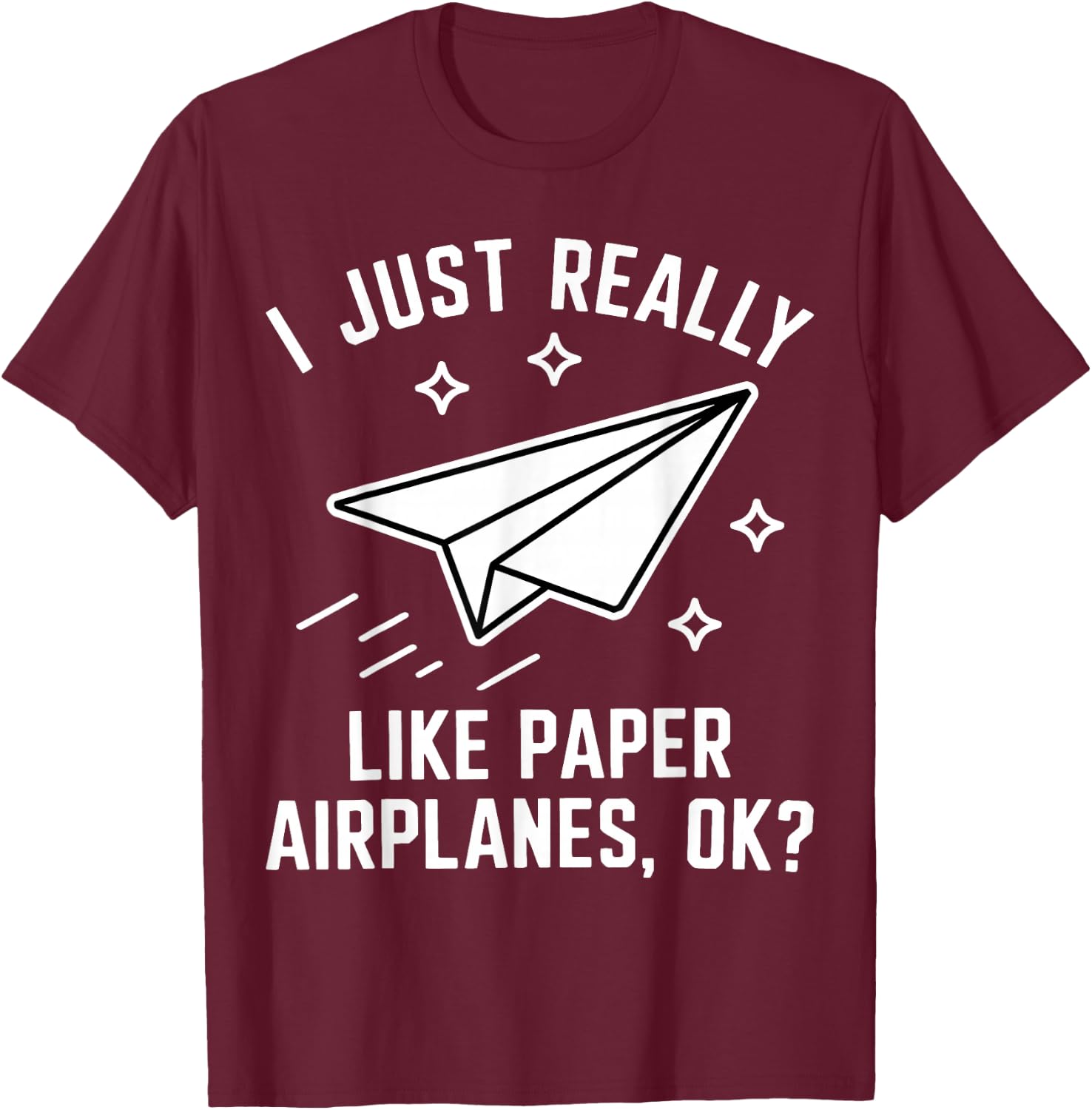 Funny Paper Airplane T-Shirt - T-Shirt | Maroon