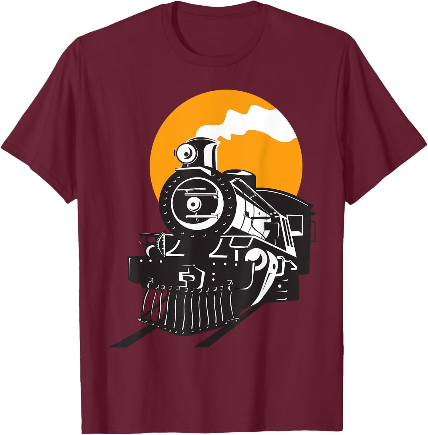 Retro Steam Train Railway Locomotive T-Shirt - T-Shirt | Maroon