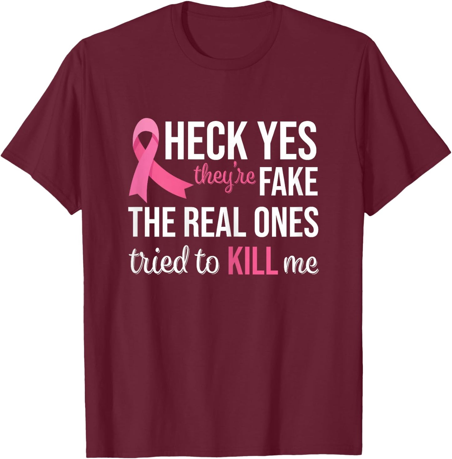 Breast Cancer Awareness Pink Ribbon Mom Women Survivor T-Shirt - T-Shirt | Maroon
