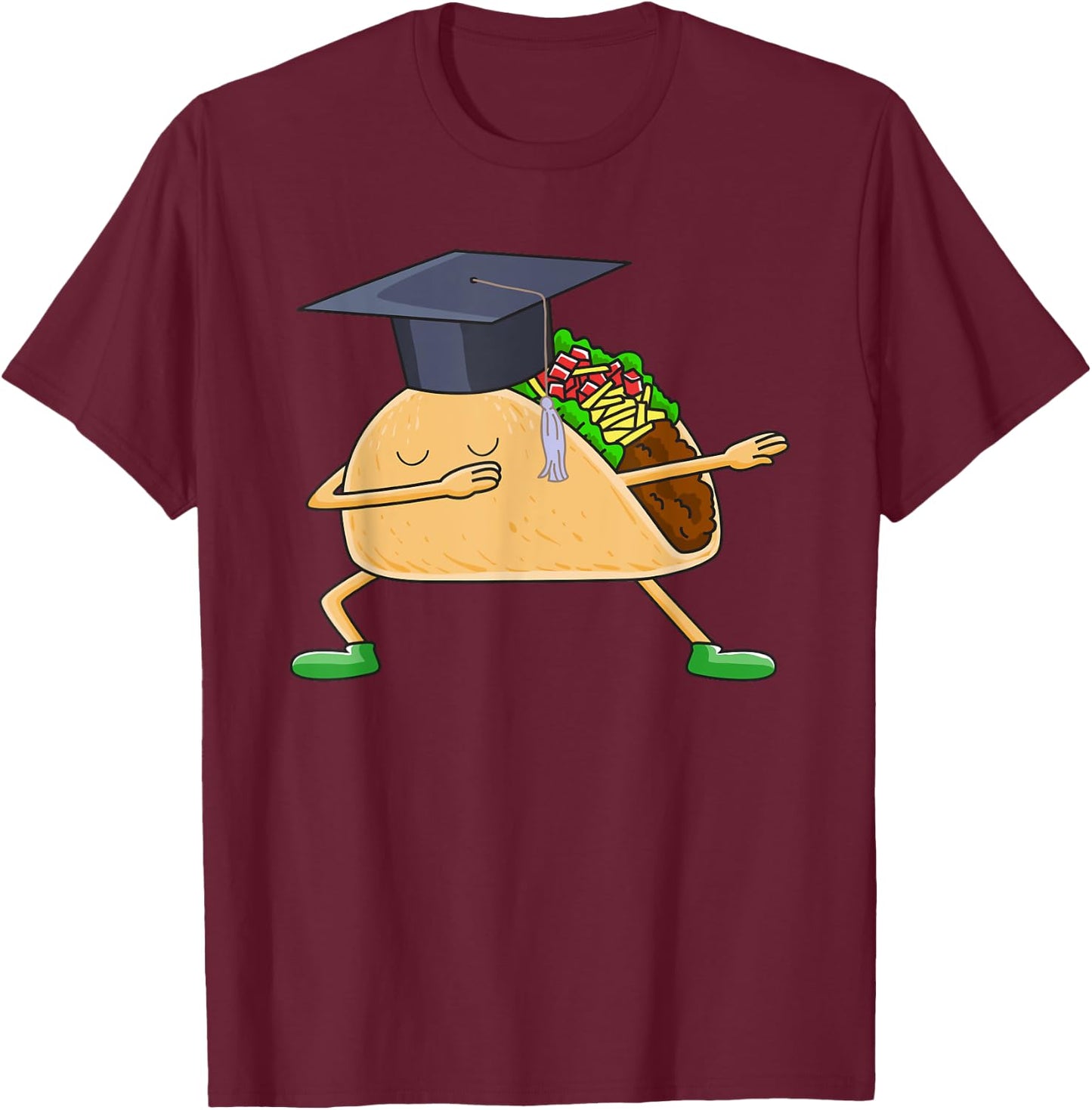 Dabbing Taco Graduation Funny Cinco de Mayo Grad T Shirt T-Shirt - T-Shirt | Maroon