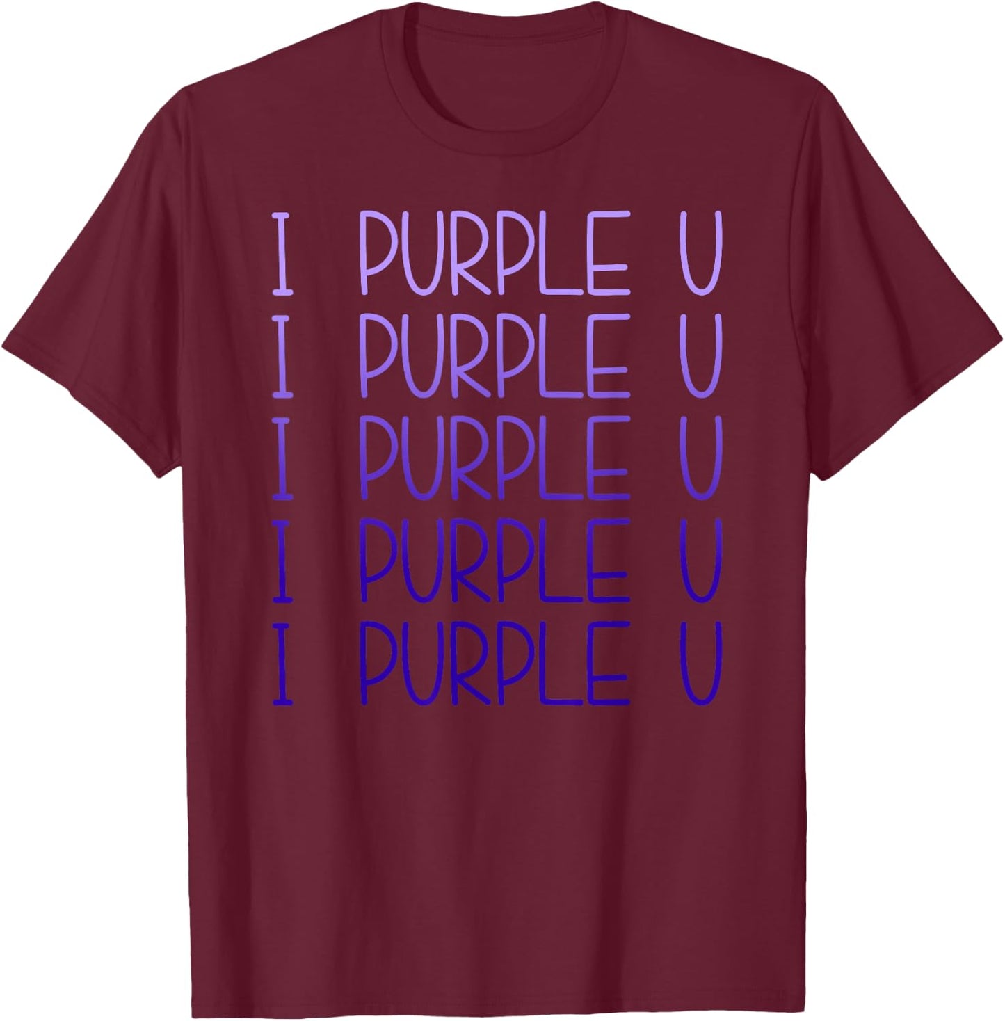 I Purple U Gradient K-Pop Fan T-Shirt - T-Shirt | Maroon