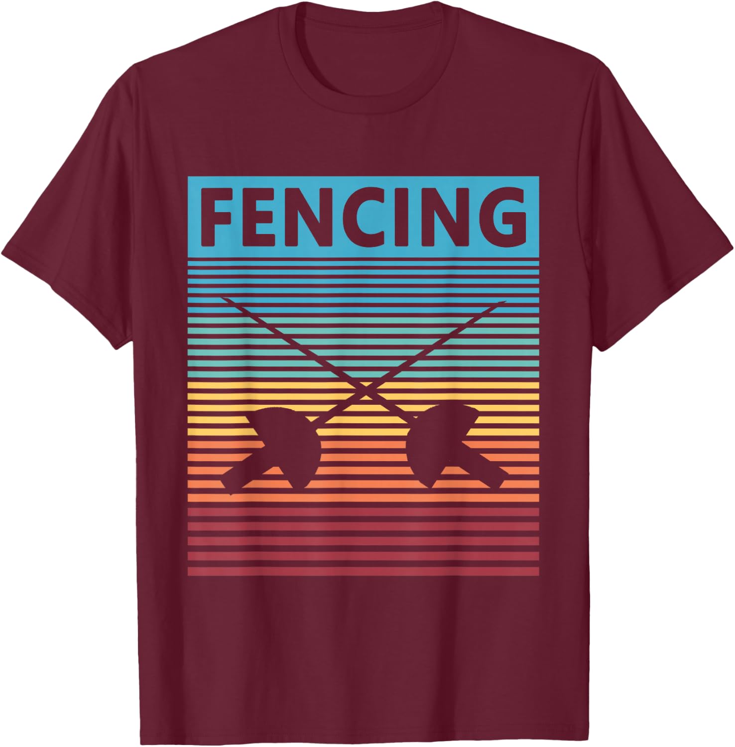 Fencing Retro Vintage Fencing T-Shirt - T-Shirt | Maroon