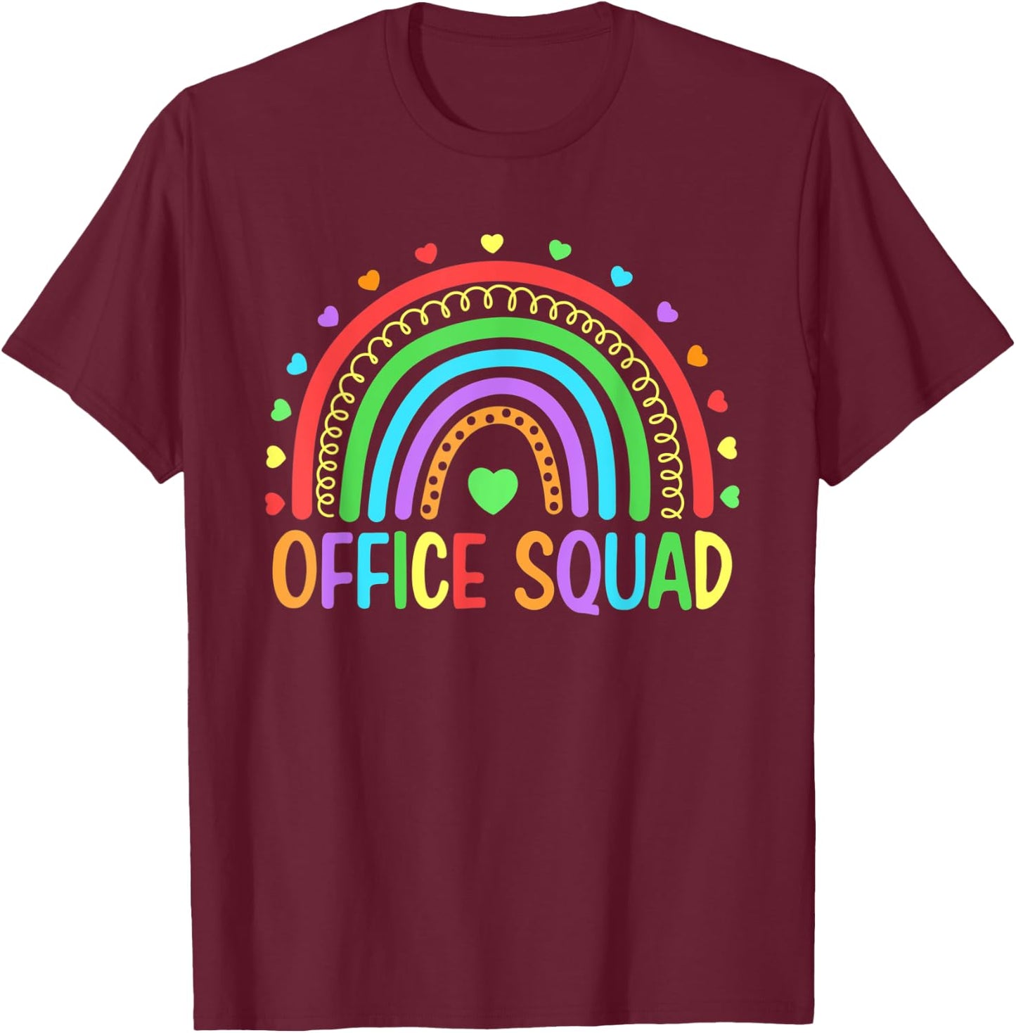 Rainbow Office Squad School Secretary Office Staff Clerk T-Shirt - T-Shirt | Maroon