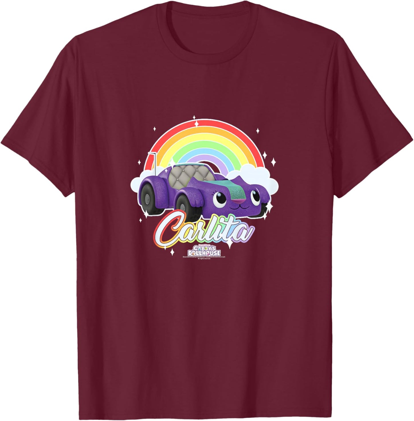 Kids Gabby's Dollhouse Carlita Rainbow Portrait T-Shirt - T-Shirt | Maroon