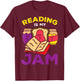 Reading Book Jam Toast Funny Food Pun Bookworm Librarian T-Shirt - T-Shirt | Maroon