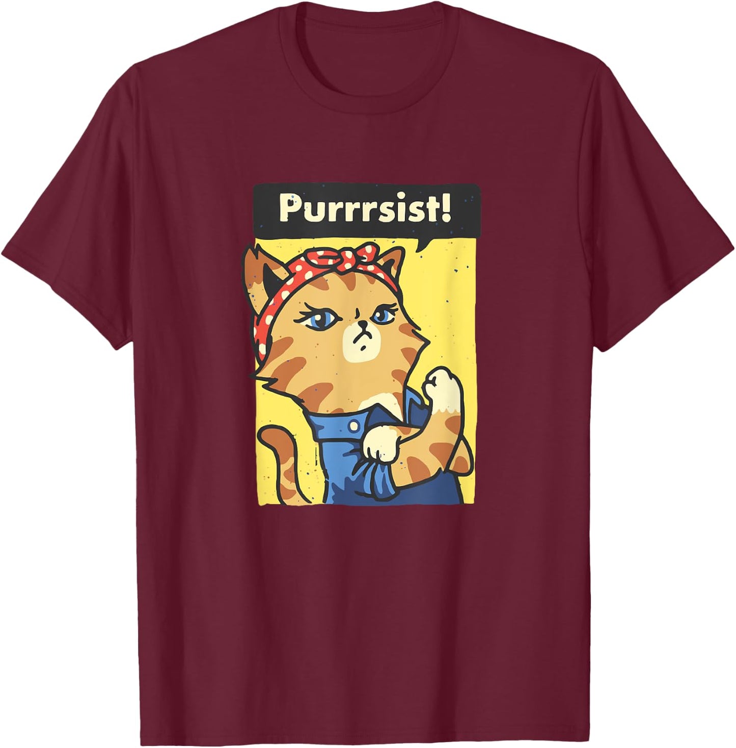 Purrrsist - We can do it pin up girl cat pussy cat T-Shirt - T-Shirt | Maroon
