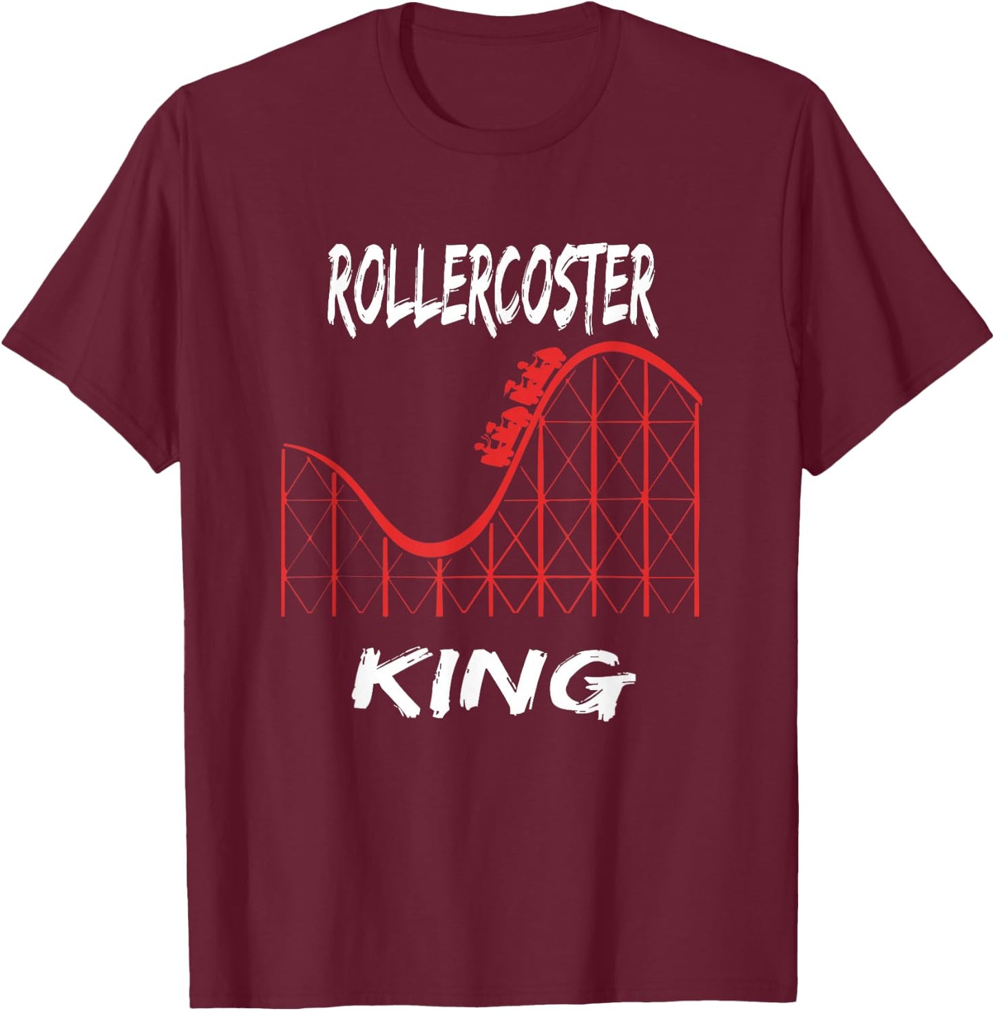 Rollercoaster King Graphic-Roller Coaster apparel T-Shirt - T-Shirt | Maroon