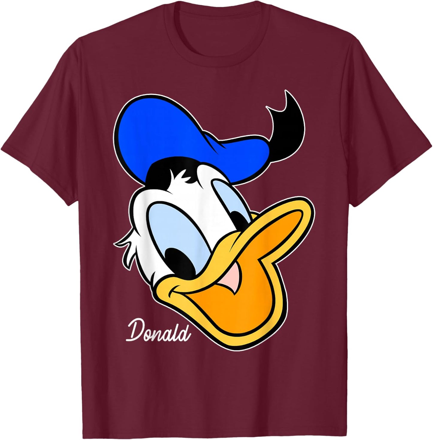 Disney Mickey And Friends Donald Duck Big Face T-Shirt - T-Shirt | Maroon