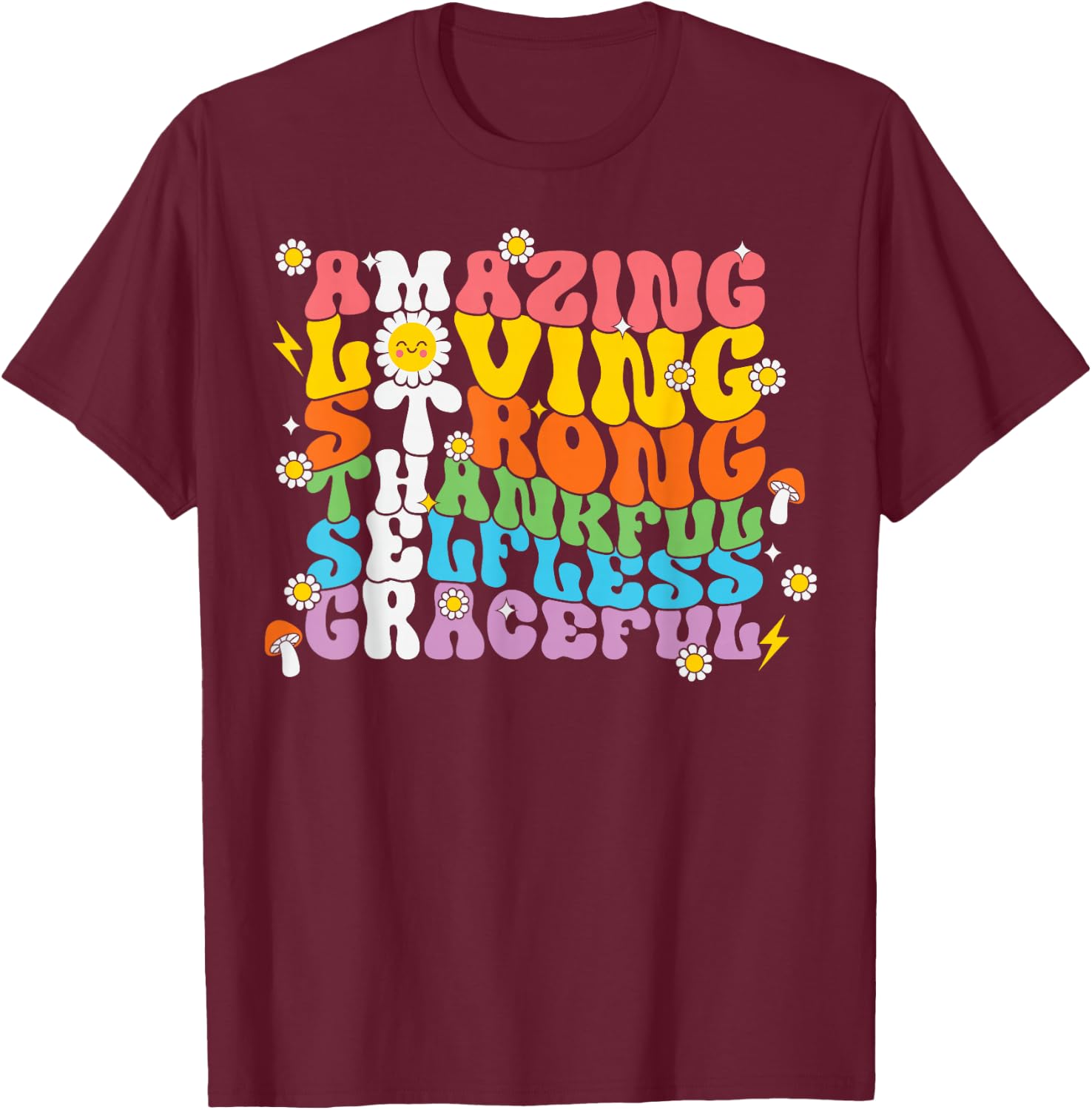 Mothers Day Shirt Mom Mama Groovy Vintage Retro Hippie T-Shirt - T-Shirt | Maroon