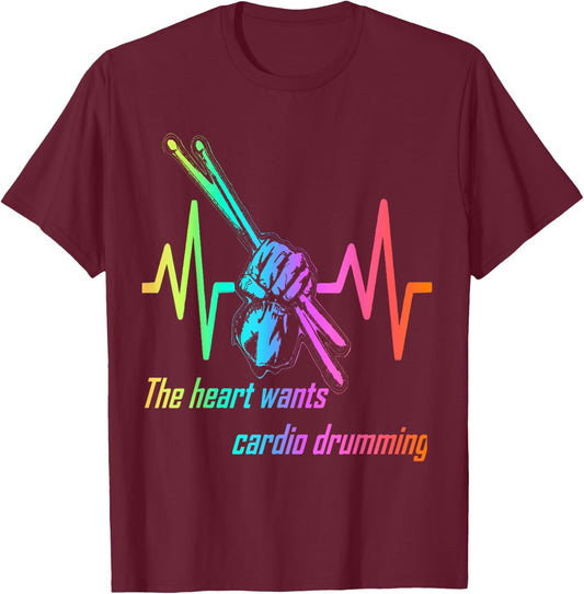 Cardio and gym shirt heart wants cardio drumming T-Shirt - T-Shirt | Maroon