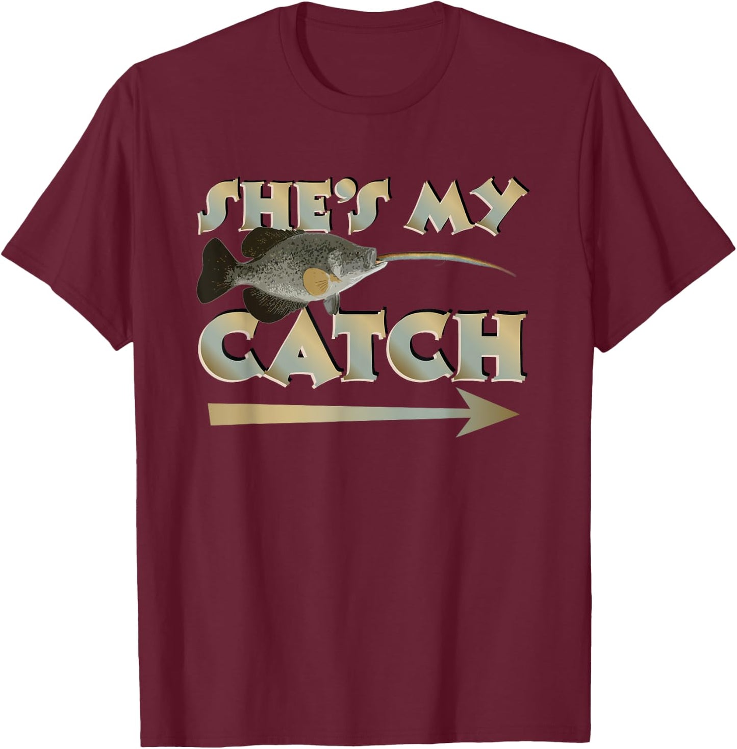 She's My Catch His And Hers Fishing Matching Couples Anglers T-Shirt - T-Shirt | Maroon