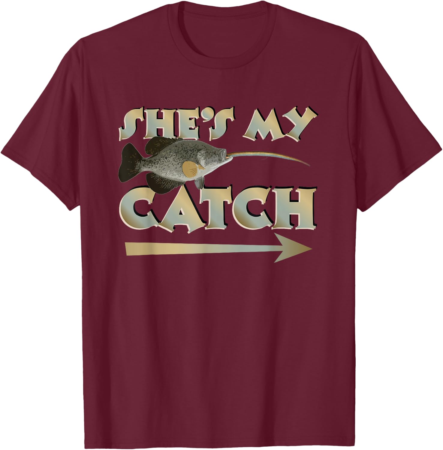 She's My Catch His And Hers Fishing Matching Couples Anglers T-Shirt - T-Shirt | Maroon