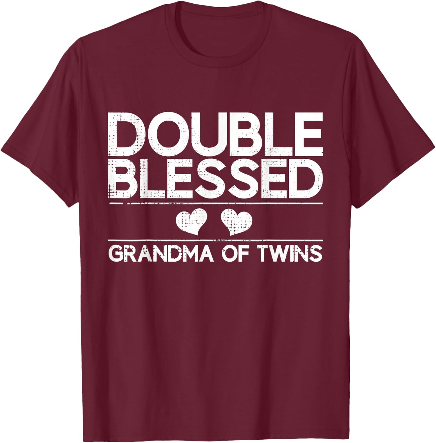 Vintage Grandmother Gifts 2023 First Time Grandma Promoted to Grandma of Twins 2023 Black Modern Classic Letter Print T-Shirt - T-Shirt | Maroon