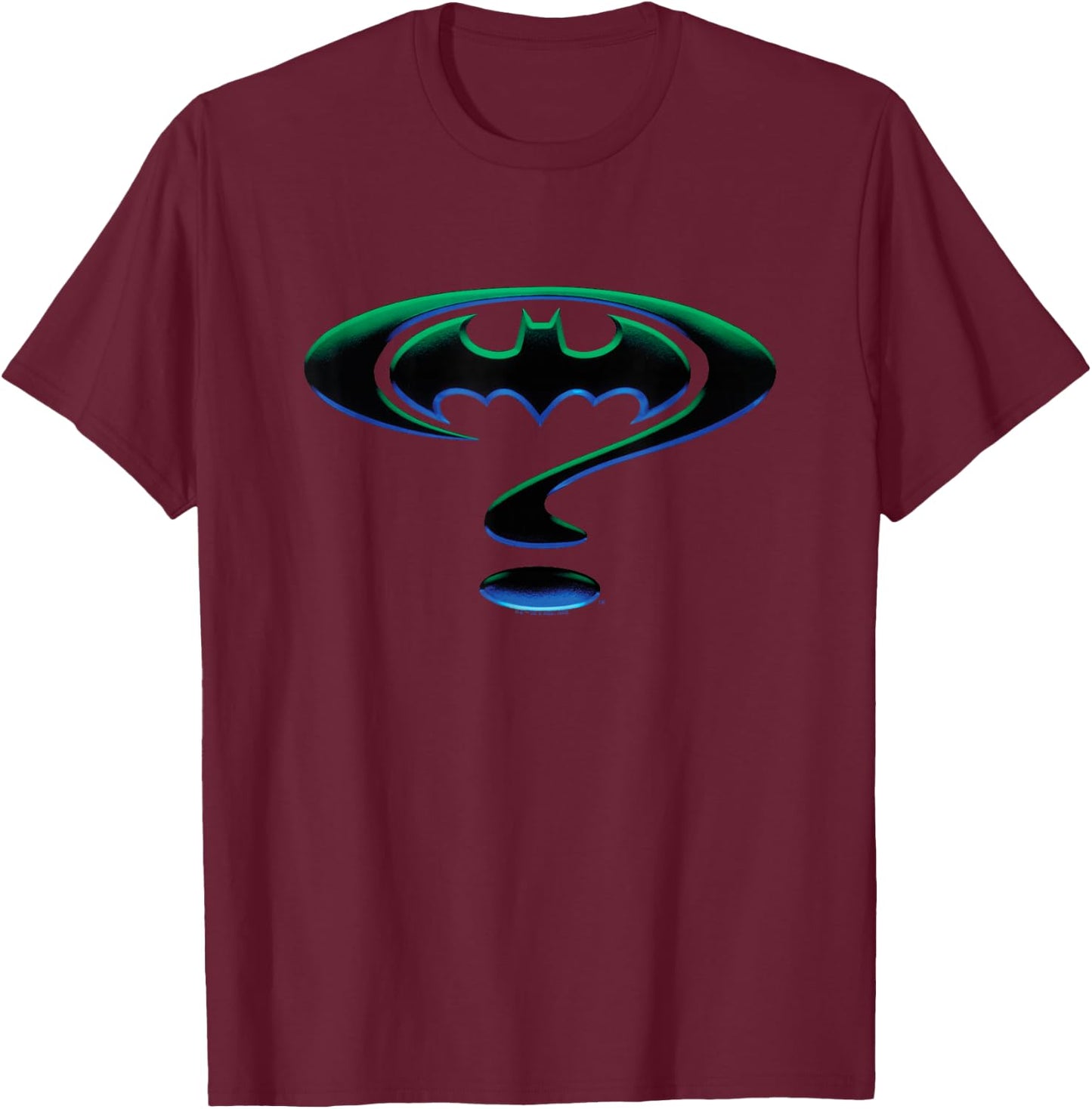 Batman Forever Question Mark Logo Small T-Shirt - T-Shirt | Maroon