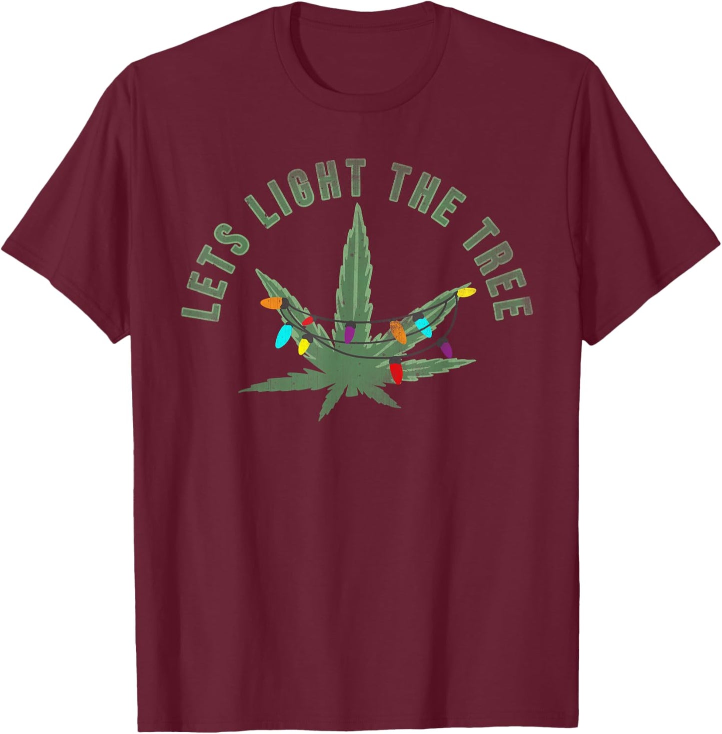Light the tree | Vintage Christmas weed smoker T-Shirt - T-Shirt | Maroon