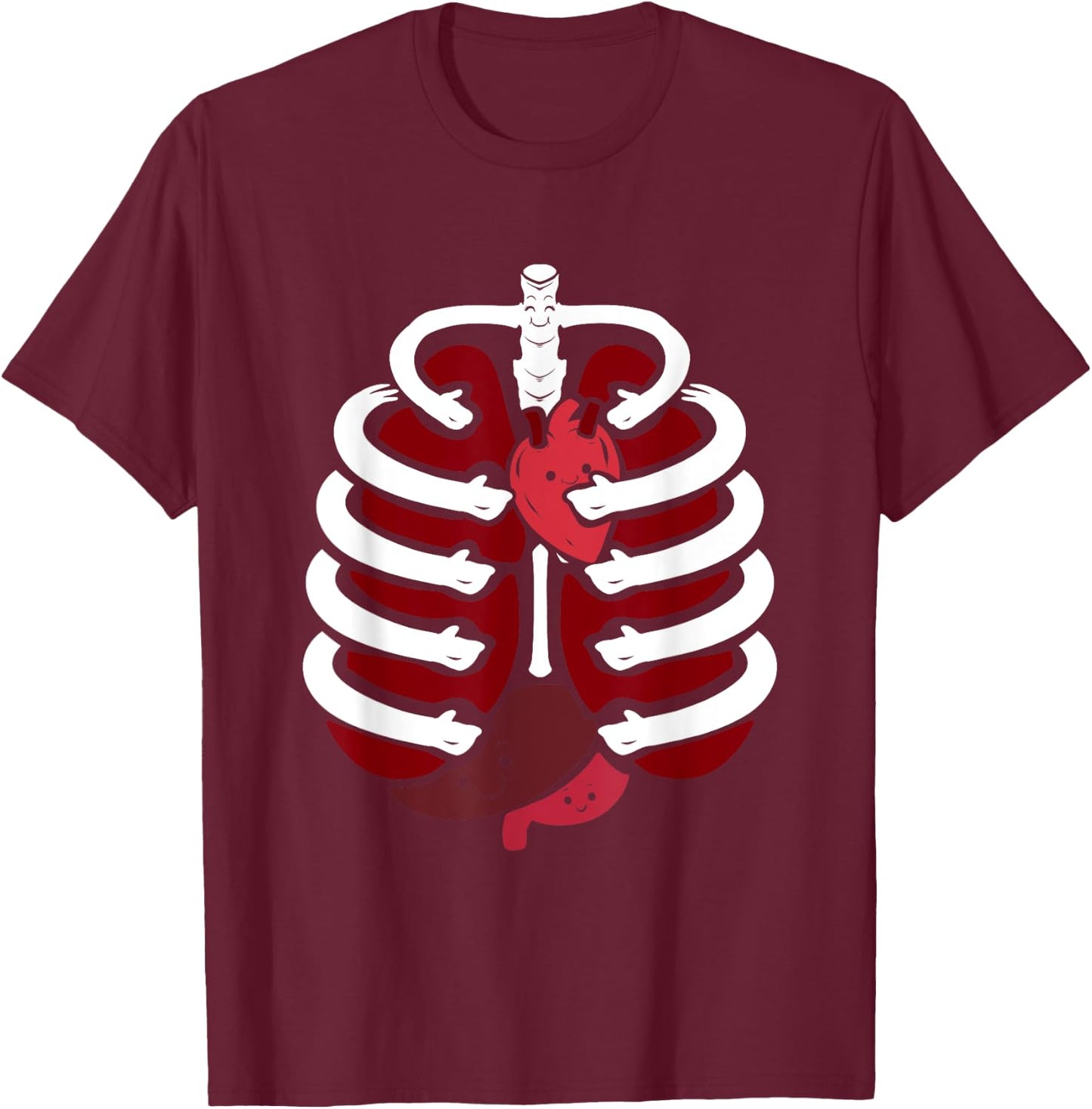 Human Anatomy Costume Rib Cage Halloween T-Shirt - T-Shirt | Maroon