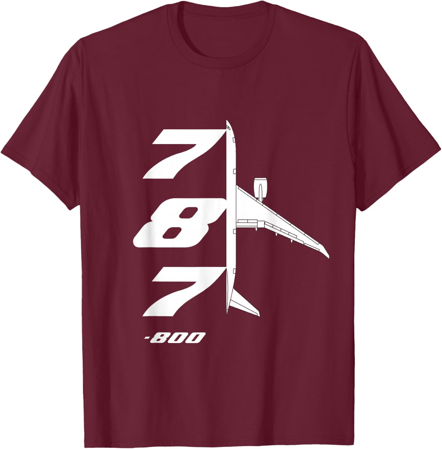 B787-800 Aircraft Dream liner Airliner Top-Down Profile 788 T-Shirt - T-Shirt | Maroon