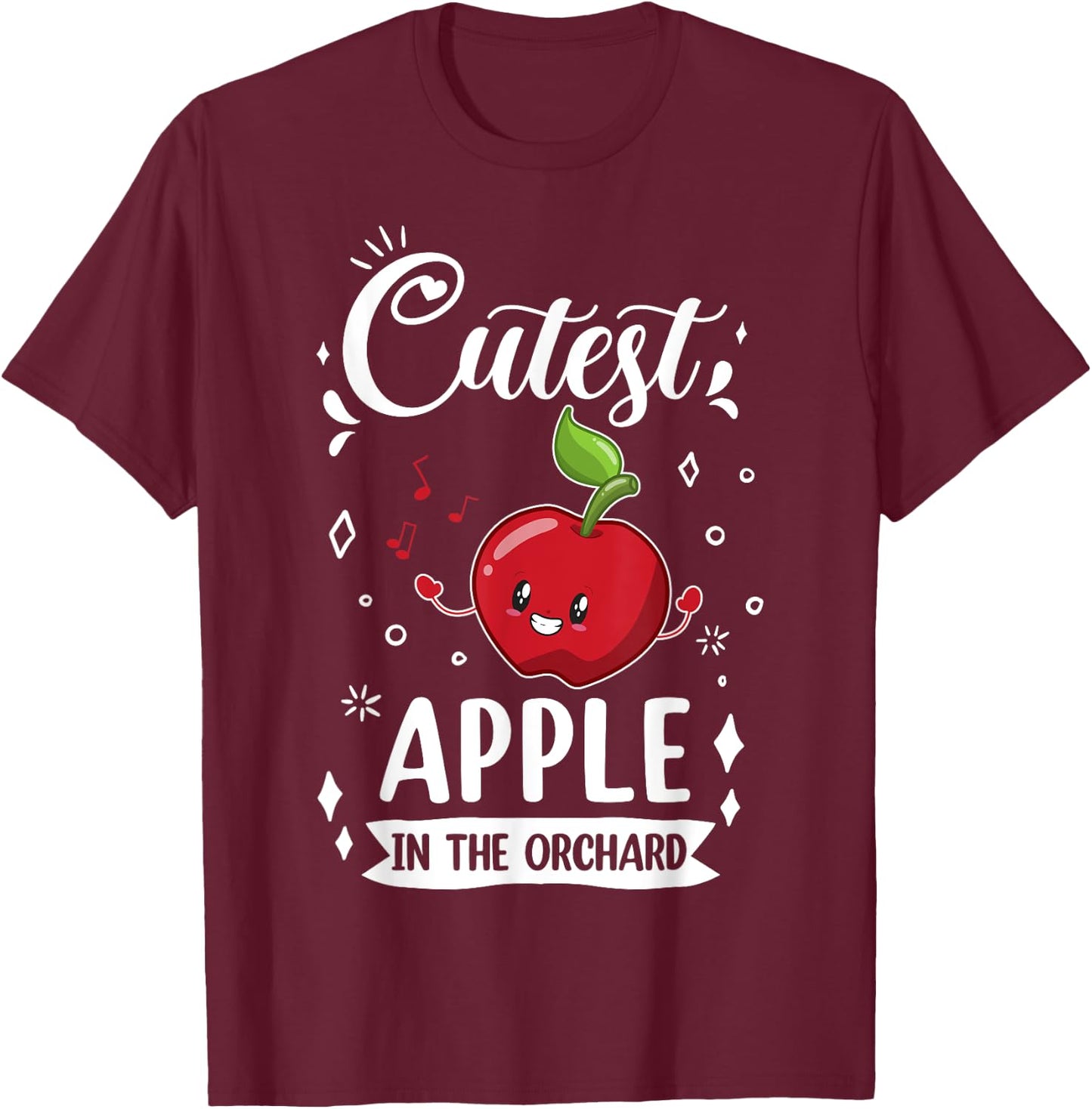 Funny Cutest Apple In The Orchard Apple Picking Kids T-Shirt - T-Shirt | Maroon