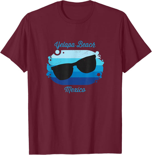Yelapa Beach Mexico Souvenir Nautical Surfer Graphic T-Shirt - T-Shirt | Maroon