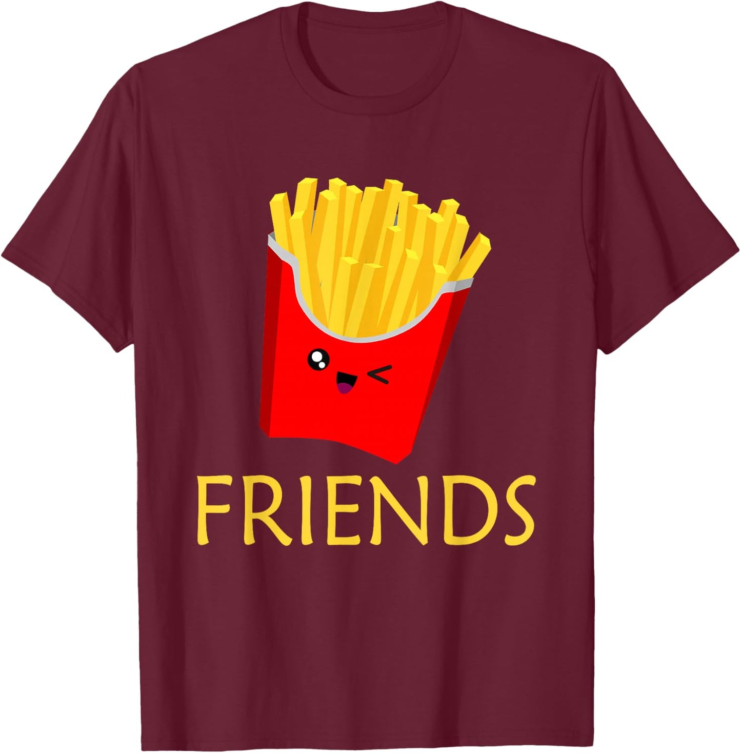 Matching Set - Burger and Fries - Best Friends Gift T-Shirt - T-Shirt | Maroon