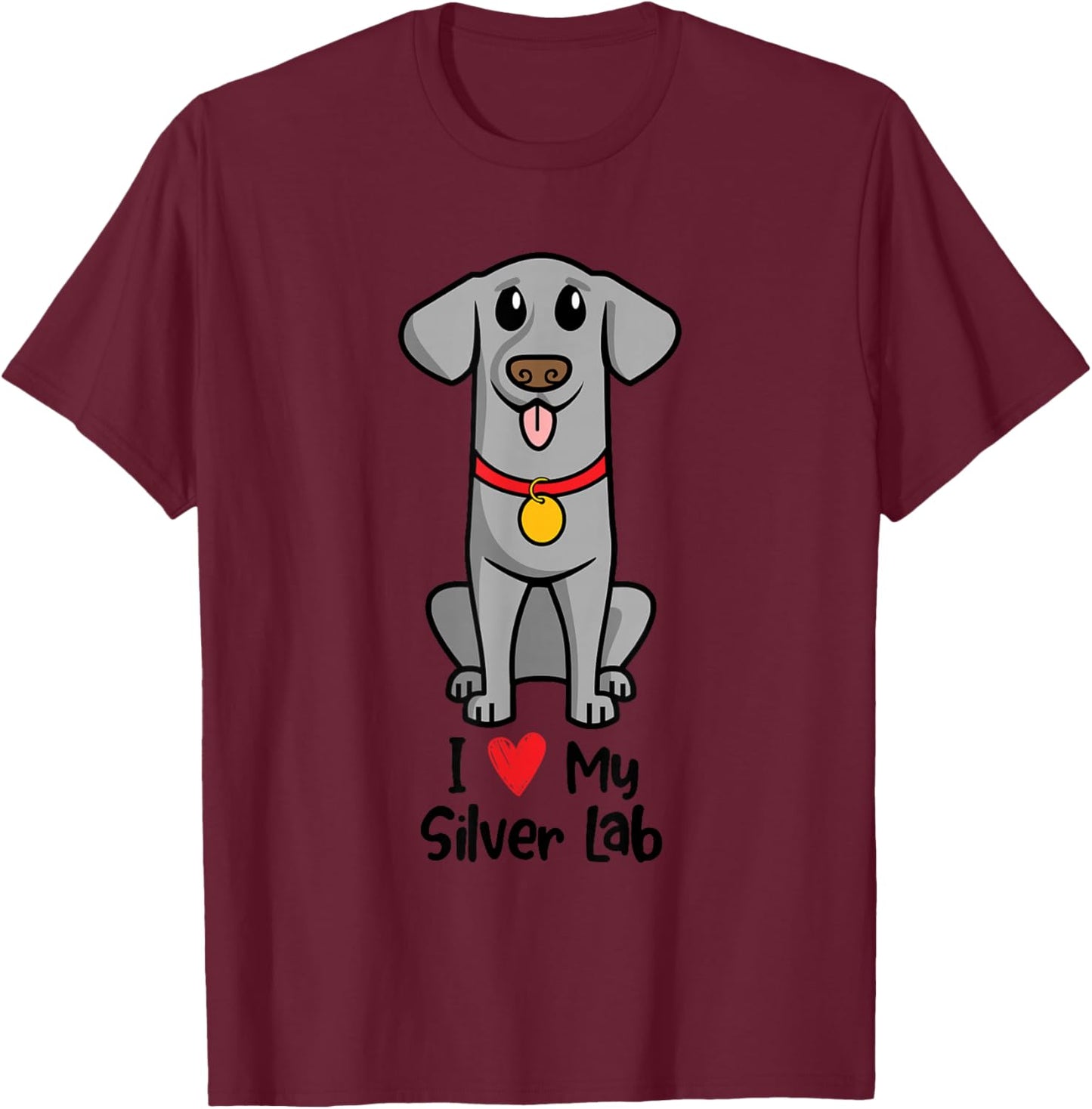 I Love my Silver Lab T-Shirt - T-Shirt | Maroon
