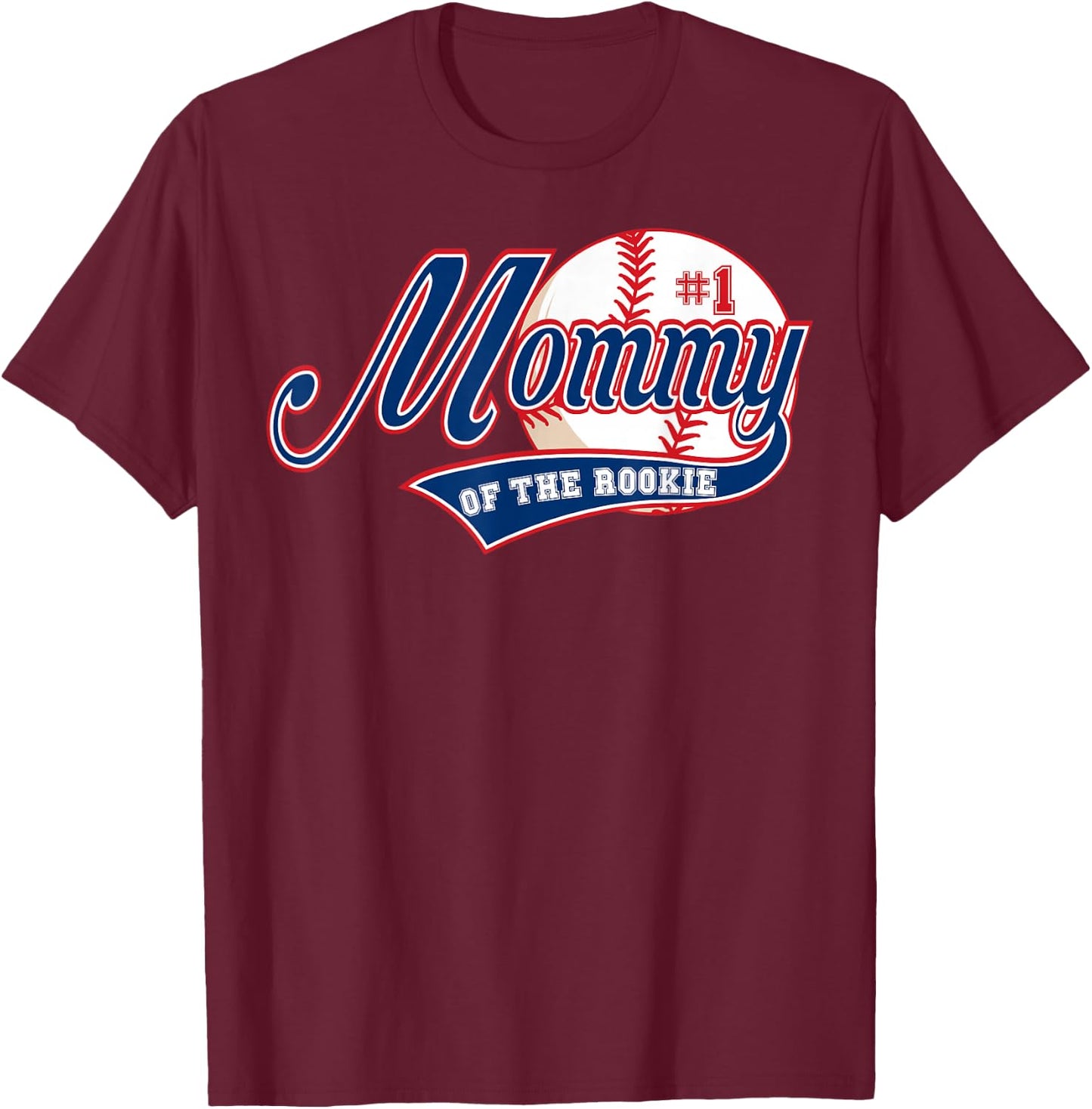Mommy of Rookie 1st Birthday Baseball Theme Matching Party T-Shirt - T-Shirt | Maroon