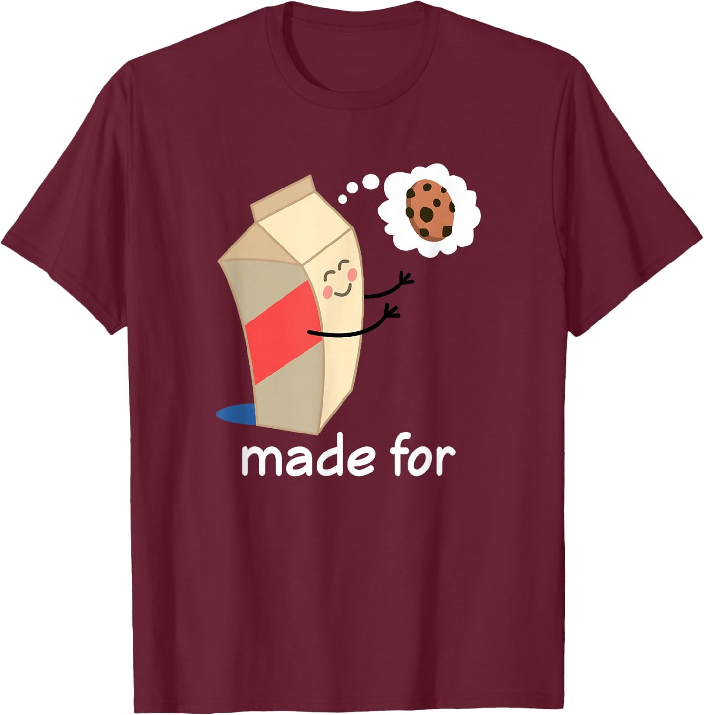 Couples Valentines Day Gift Matching Milk Cookie T-Shirt - T-Shirt | Maroon