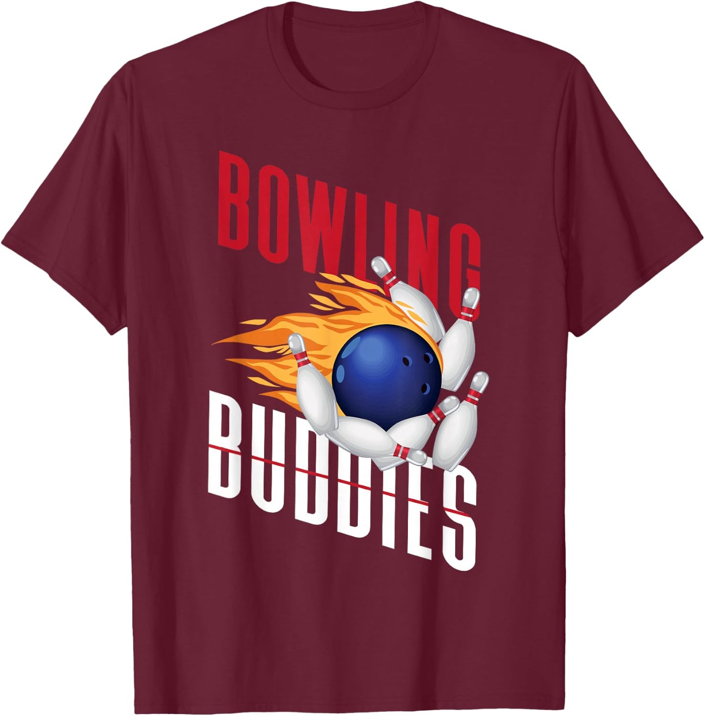 Funny Bowling Besties Friends Bowling Buddies T-Shirt - T-Shirt | Maroon